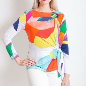 CLARA SUN WOO SUNBURST PETAL SIDE TIE WAIST TOP S